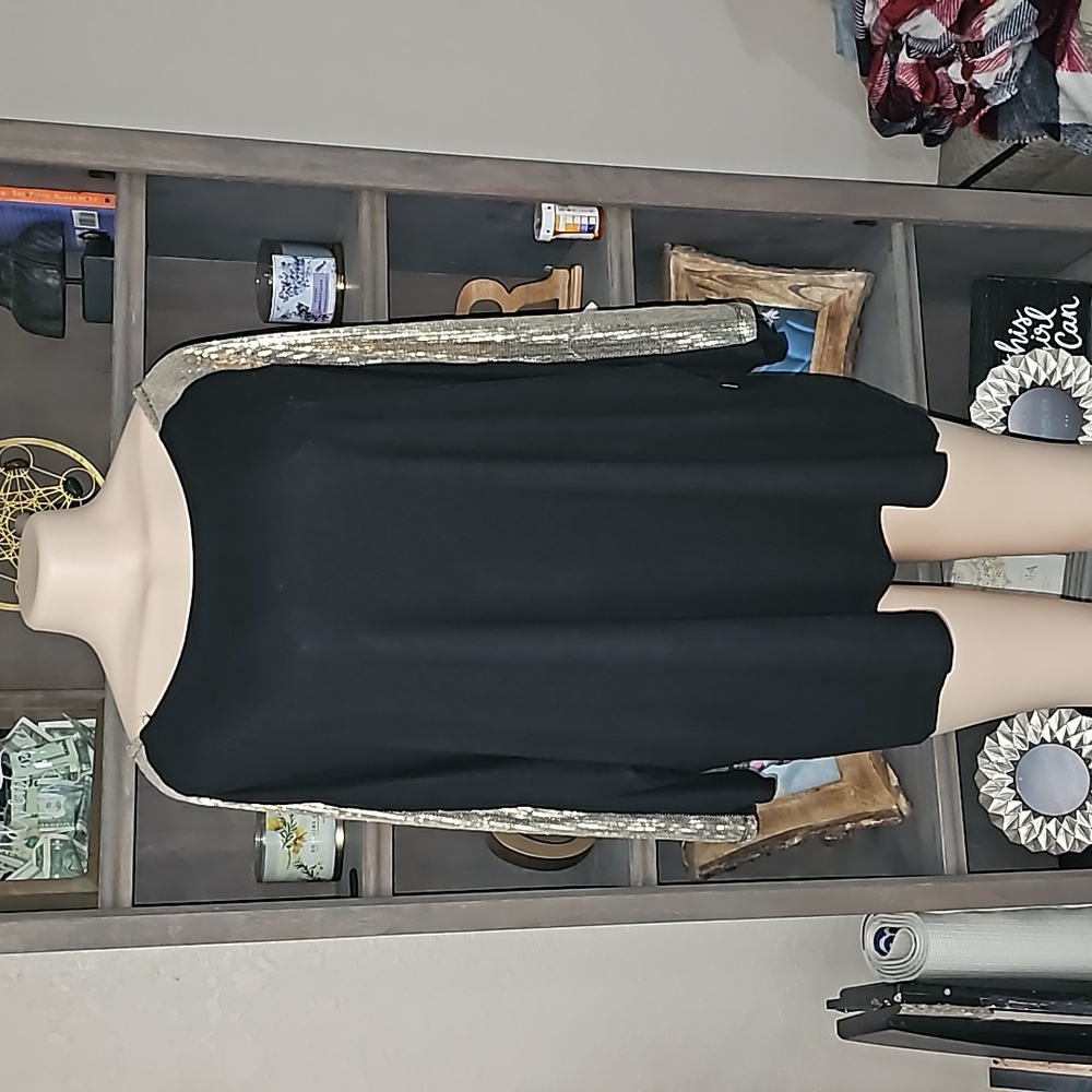 Black blouse gold sequin 3X